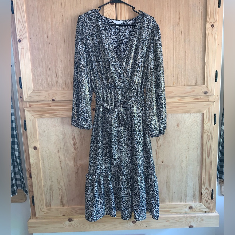 LC Lauren Conrad Floral Long Sleeve Dress - Black and White
